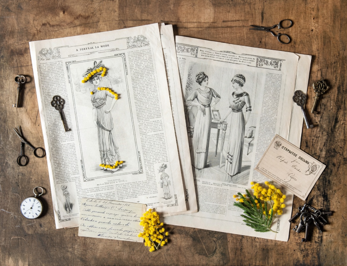 Printed plates and papers on a wooden desk